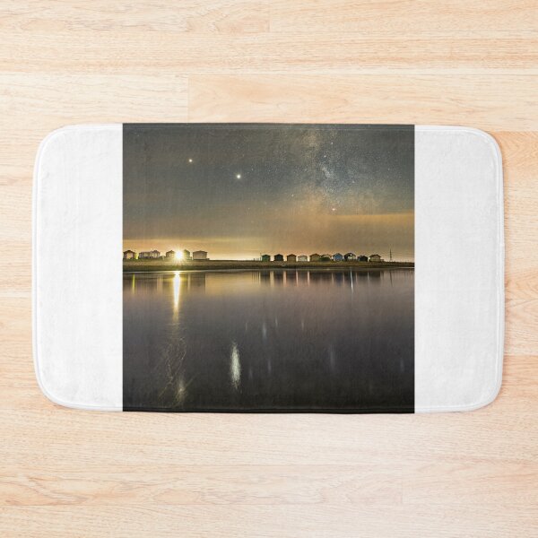 Item preview, Whitstable Seasalter beach huts at night under Milky way designed and sold by rogerstanger.