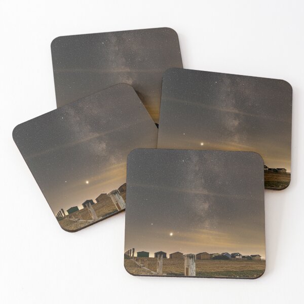Item preview, whitstable seaslater beach huts at night designed and sold by rogerstanger.