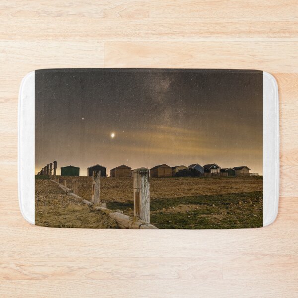 Item preview, whitstable seaslater beach huts at night designed and sold by rogerstanger.