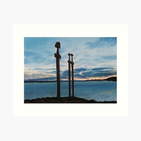 Three Swords at Stavanger - Norwegen / Ölgemälde Kunstdruck