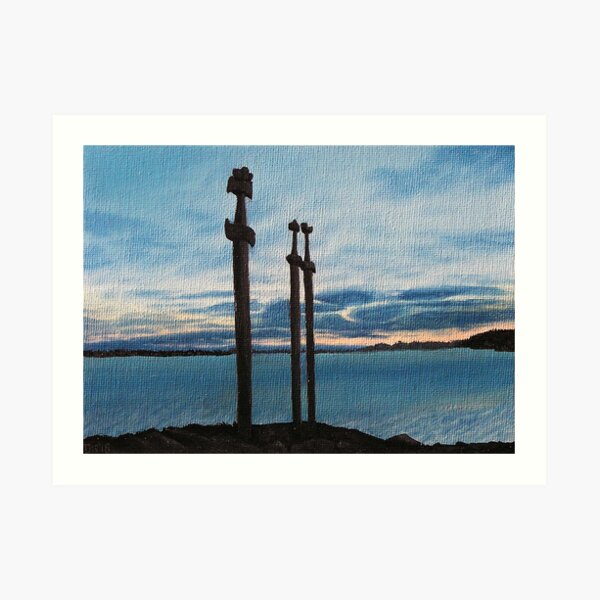 Three Swords at Stavanger - Norway / Oil painting Art Print