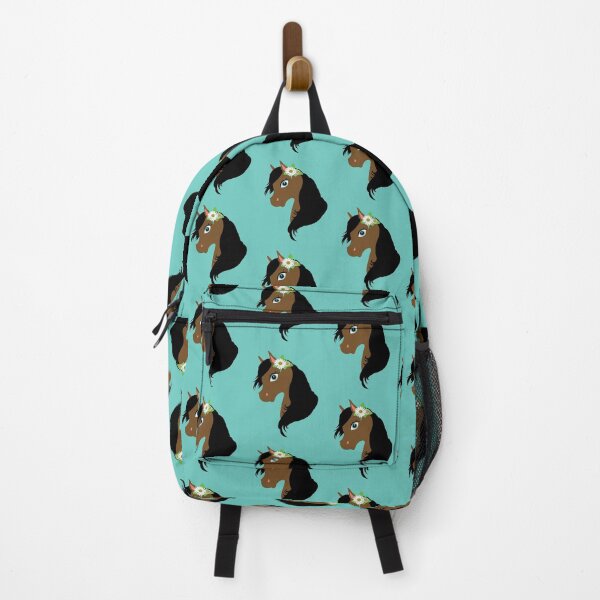 Item preview, Brown cute baby girl horse with long black hair and blue eyes , horse to meet you , puts chamomile flower on its head designed and sold by SGS-.