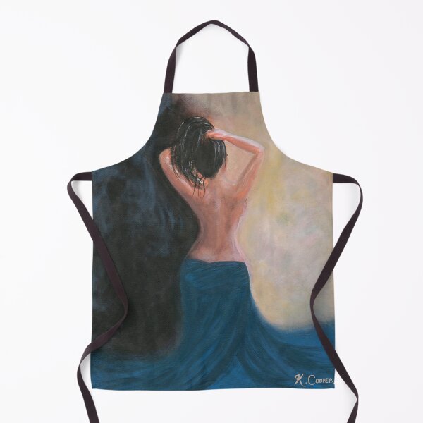 Item preview, Blue Velvet. Blue and cream art print of woman against yin and yang themed background. designed and sold by KarenCooperArt.