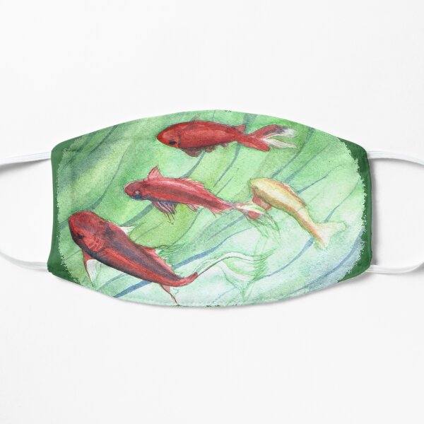 Original Watercolor Goldfish Swimming Water Swirls Flat Mask