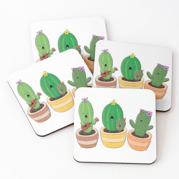 Item preview, Cute cactus trio singing cartoon illustration designed and sold by FrogFactory.