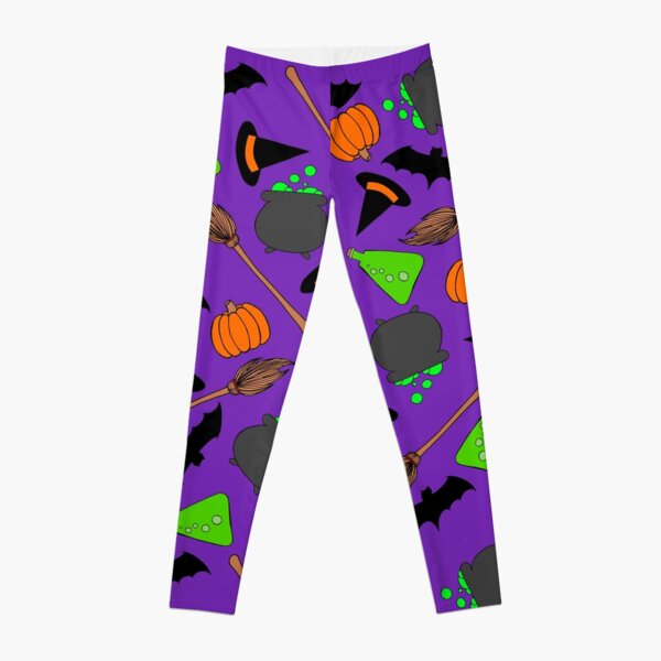 LuLaRoe Tween Purple Leggings Full Length / Halloween Witches Brooms 