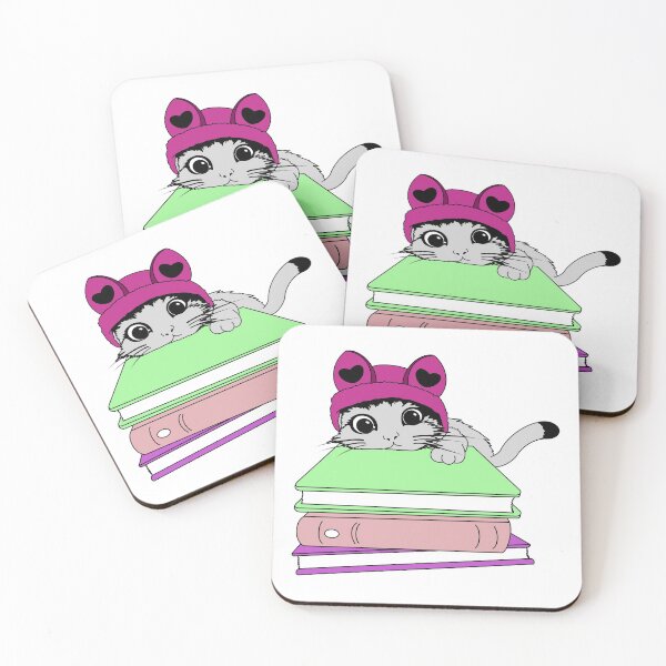 Item preview, Kitty in Cute Hat on Books designed and sold by laurasgallery.