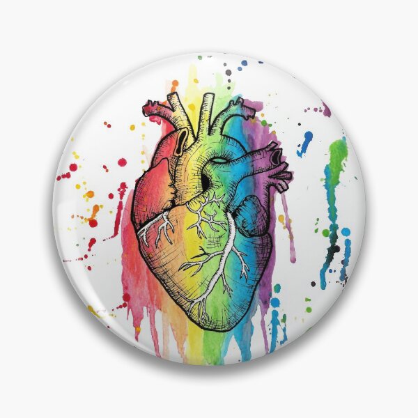 Item preview, Watercolour and Pen Rainbow Anatomical Heart designed and sold by LPDesignsAndArt.