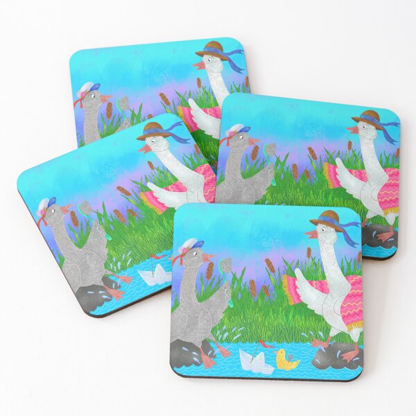 Item preview,  White and gray goose in the lake. Cute digital illustration. designed and sold by Yovin11.