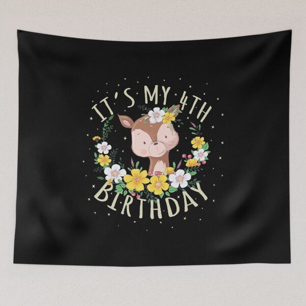 Item preview, It's My 4th Birthday Princess Girl 4 Years Old Deer Lover design designed and sold by Grabitees.