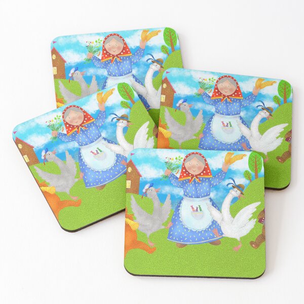 Item preview, Cheerful grandmother, cat, dog and geese. Cute digital illustration. designed and sold by Yovin11.