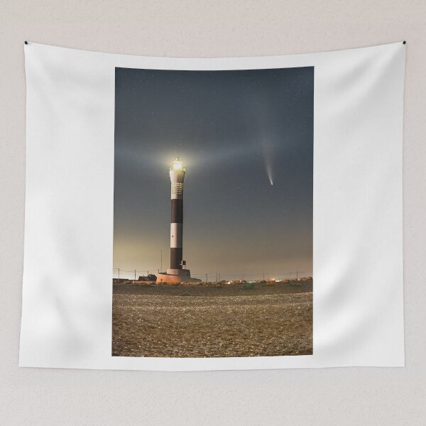Item preview, Dungeness lighthouse NEOWISE comet and stars designed and sold by rogerstanger.