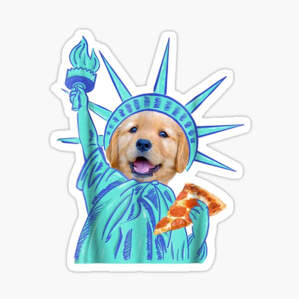 "Statue Of Liberty Dog Animal Lover Pizza Slice " Sticker for Sale by