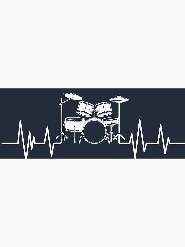 Black and White Drum Set Drawing