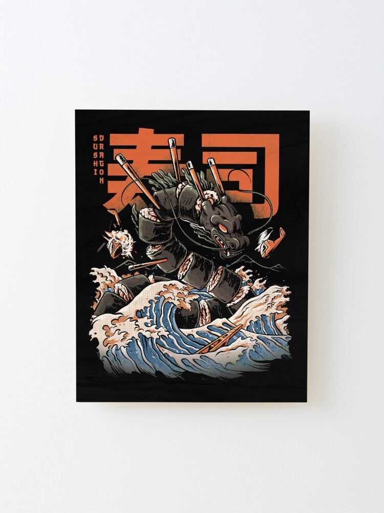 Alternate view of The Black Sushi Dragon Mounted Print