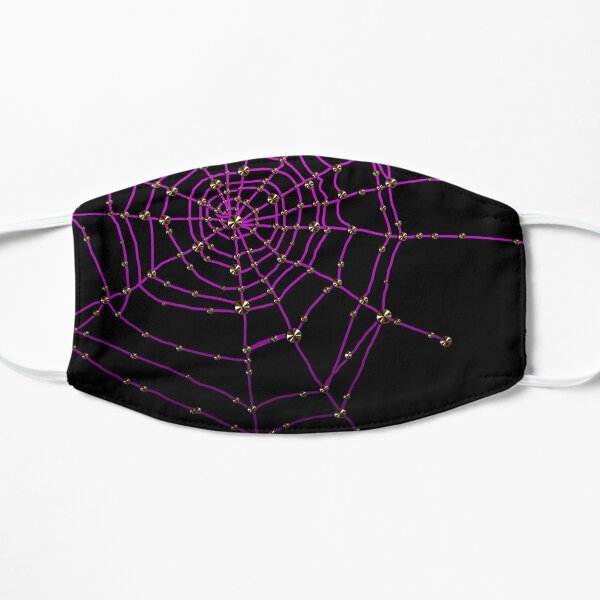 Gothic spider web purple glitter Halloween cobwebs gold rhinestones glamor goth Flat Mask