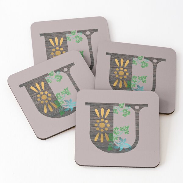 Item preview, Wood and Gold Monogram U designed and sold by StitchyWitchy.