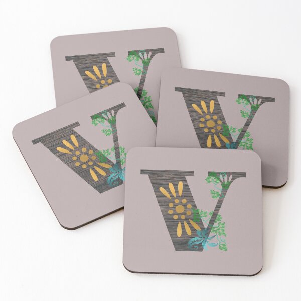 Item preview, Wood and Gold Monogram V designed and sold by StitchyWitchy.