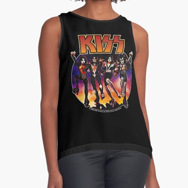 Kiss Women's Vintage Sleeveless Fashion T-Shirt - Detroit Rock City '76 | Gray Muscle Tank Top Shirt