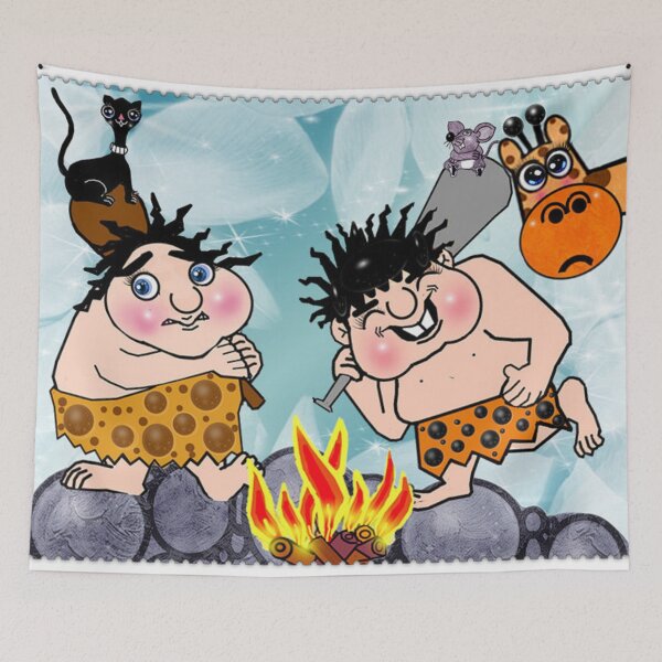 Item preview, Animal - Cave men and their friends , Giraffe , Cat and rat .. designed and sold by Shirley cute art .