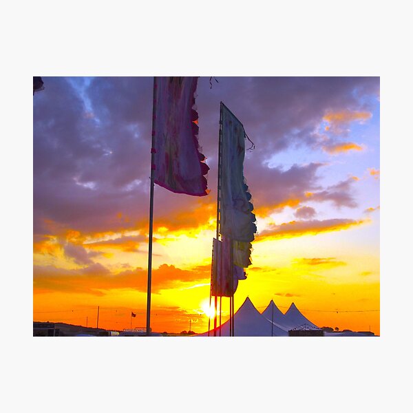 LINDISFARNE MUSIC FESTIVAL Flags In Sunset Photographic Print