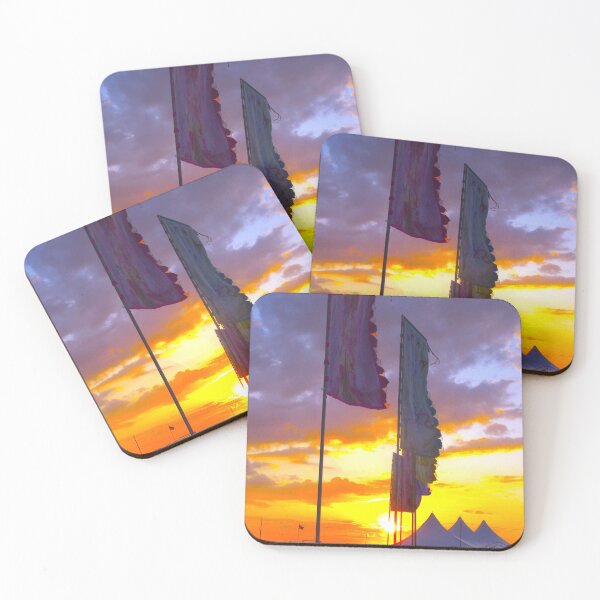 Item preview, LINDISFARNE MUSIC FESTIVAL Flags In Sunset designed and sold by Andrew Morrell.