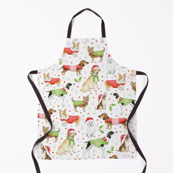 Item preview, Dogs in Christmas Coats and Hats on white - repeat pattern designed and sold by HazelFisher.