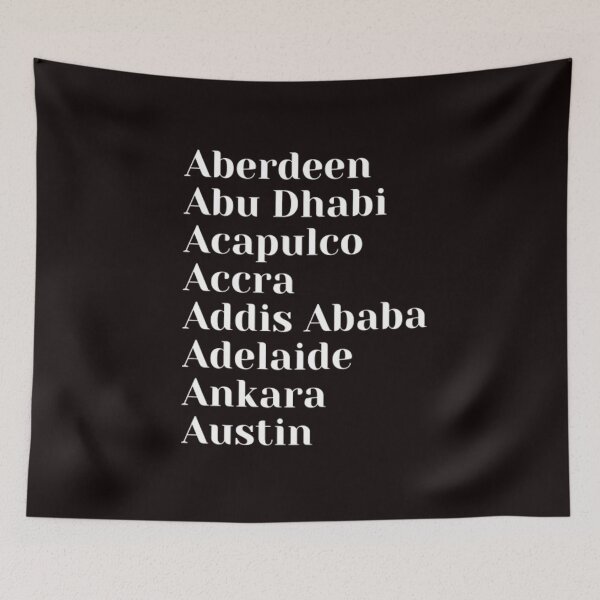 Item preview, Cities starting with A designed and sold by Art With Impact – Statement Art & Apparel for Deep Thinkers.