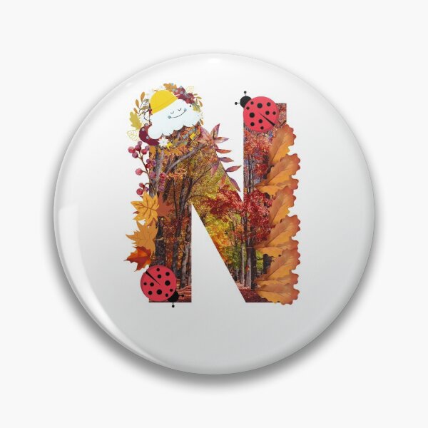 Item preview, Letter N autumn fall leaves cloudy days theme September and October Brown colors gift idea  designed and sold by conceptDVS.