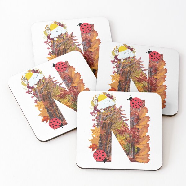Item preview, Letter N autumn fall leaves cloudy days theme September and October Brown colors gift idea  designed and sold by conceptDVS.