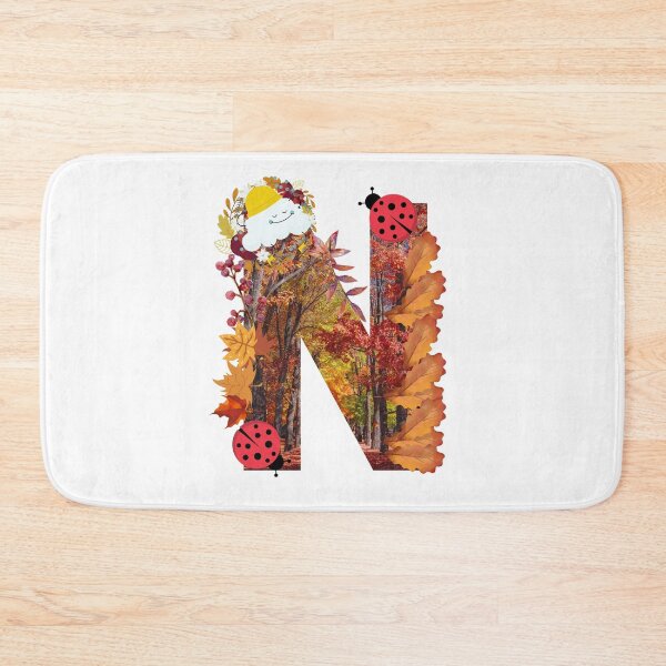 Item preview, Letter N autumn fall leaves cloudy days theme September and October Brown colors gift idea  designed and sold by conceptDVS.