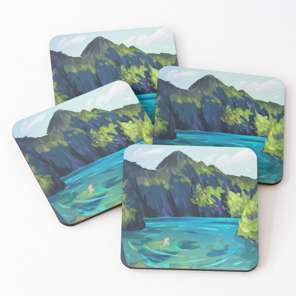 Item preview, Turquoise Magical Lake Landscape Painting designed and sold by SwaDesign.
