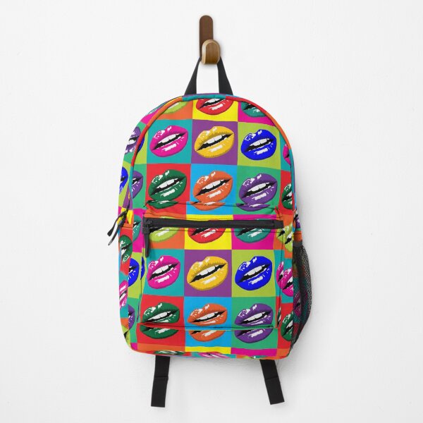 Item preview, Pop art style colorful lips with lipstick pattern and makeup yellow blue red and pink designed and sold by conceptDVS.