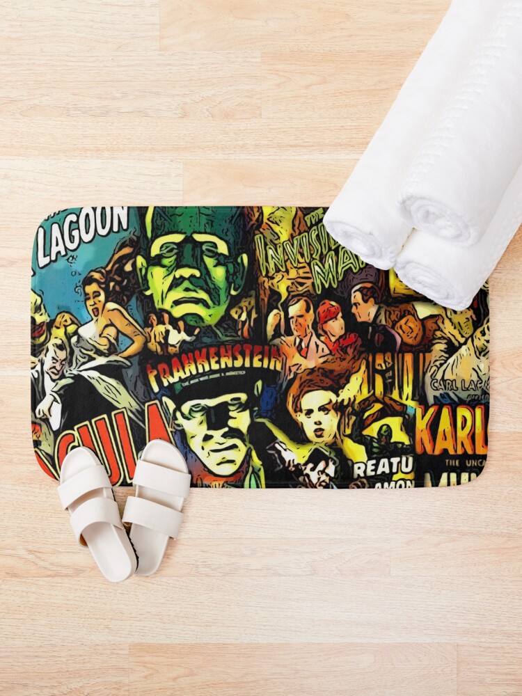 Thumbnail 2 of 6, Bath Mat, Horror cult universal monsters movies face mask designed and sold by The Fit.
