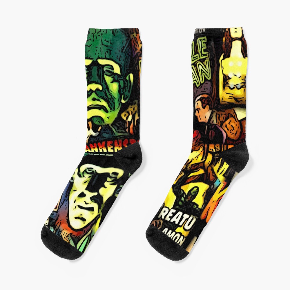 "Horror cult universal monsters movies face mask" Socks for Sale by