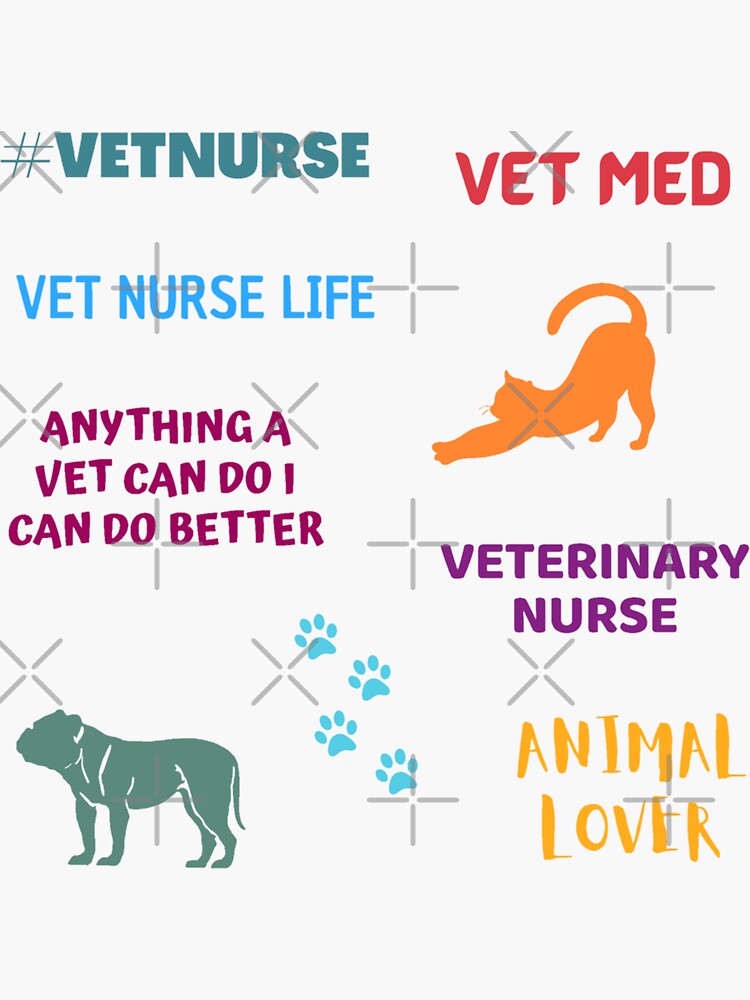 "Vet nurse pattern design Veterinary nurse sticker pack" Sticker for