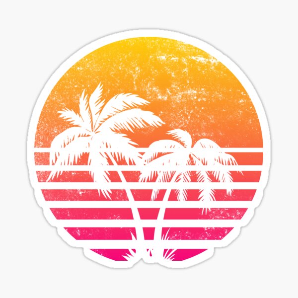 Retrowave Sunset avec des palmiers Sticker