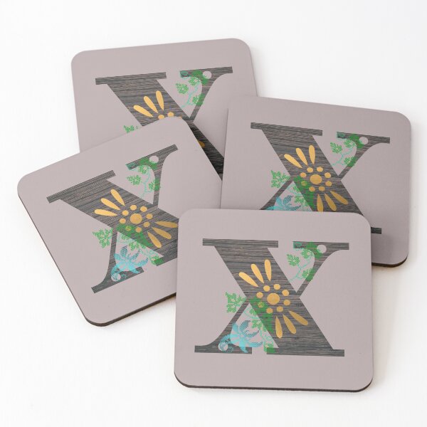Item preview, Wood and Gold Monogram X designed and sold by StitchyWitchy.