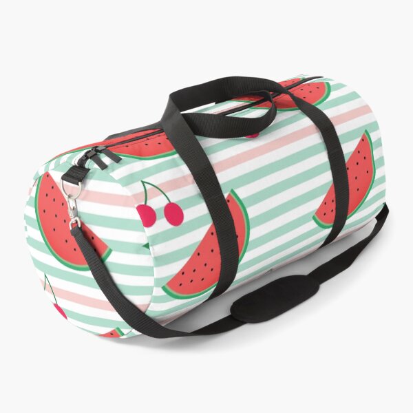 Item preview, Seamless pattern with Watermelon and strawberry on green and pink stripes designed and sold by UniqueMw.