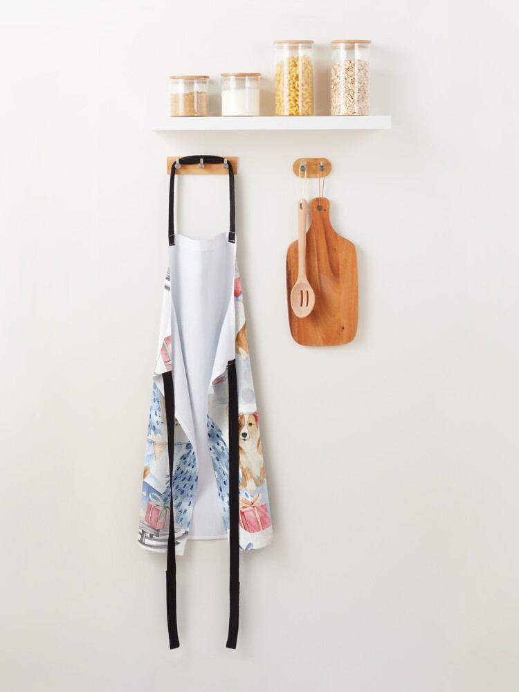 Alternate view of Merry Corgmess - Corgi Celebrating Christmas In Forest Pattern - Apron