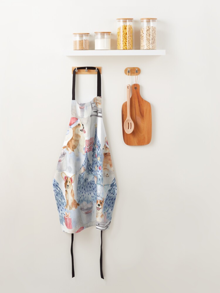 Alternate view of Merry Corgmess - Corgi Celebrating Christmas In Forest Pattern - Apron