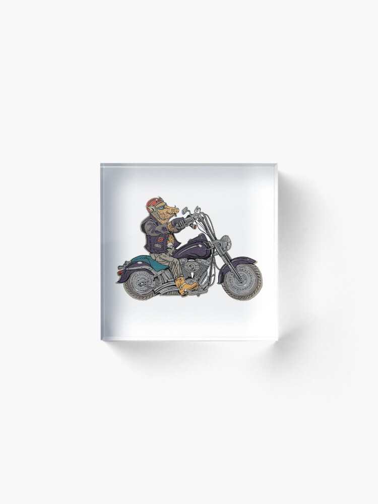 Alternate view of Boar motorcyclist. Acrylic Block
