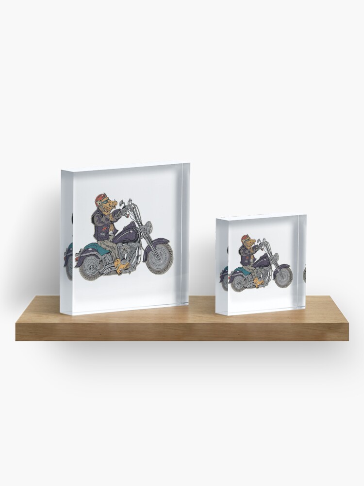 Alternate view of Boar motorcyclist. Acrylic Block