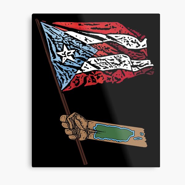 Puerto Rico Map With Puerto Rican Flag Metal Print By Havocgirl Redbubble