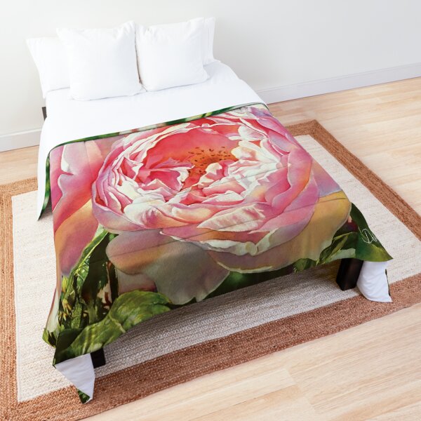 Pretty In Pink Watercolor Painting 24x18 Comforter