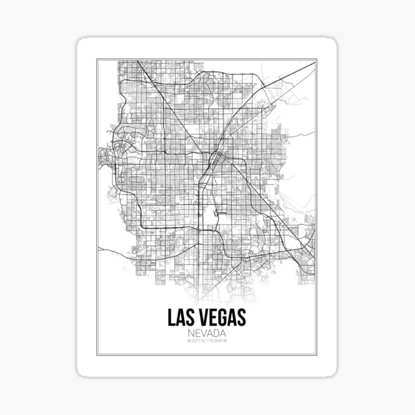 "Las Vegas Map Print Nevada NV USA Wall Art Poster " Sticker by