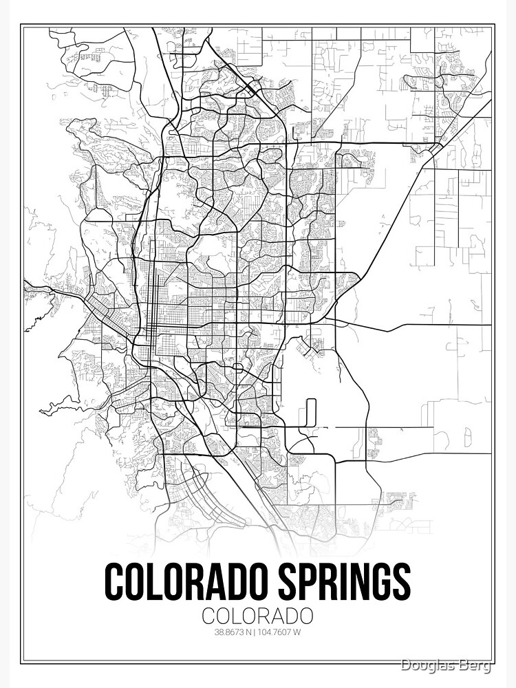 Colorado Springs Map Print Colorado Co Usa Wall Art Poster Art Board Print For Sale By 4382