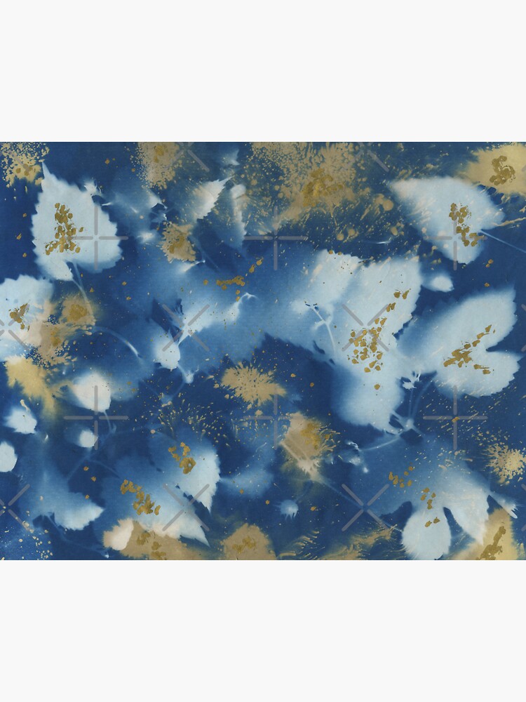 Hops One Cyanotype With Tannin And Gold Ink Sticker By Lymphomalass