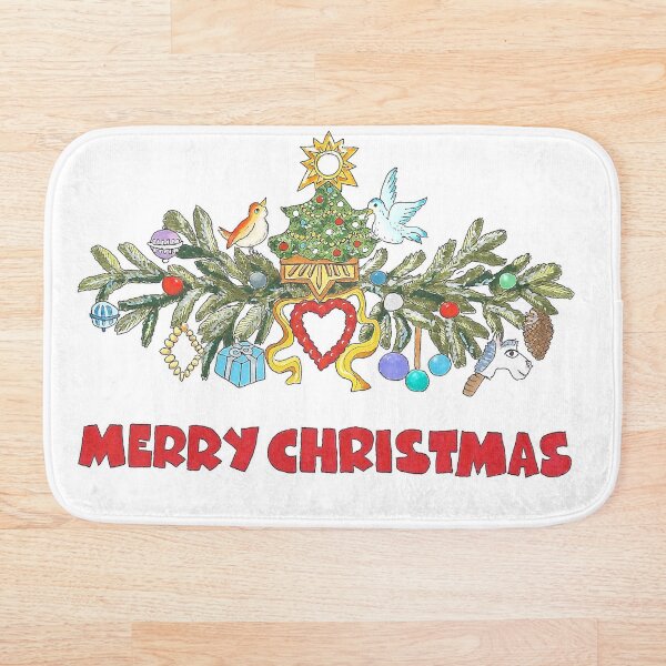 Christmas wreath Bath Mat
