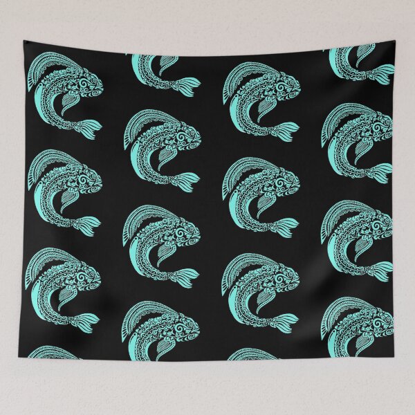 Item preview, cosmic mandala fish with tribal patterns designed and sold by MossAbbys.